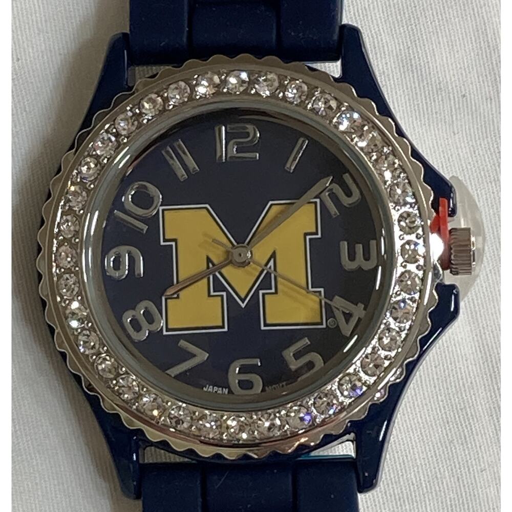 Michigan Wolverines Ladies Crystals Watch, Gift for Her Mom Anniversary, NCAA